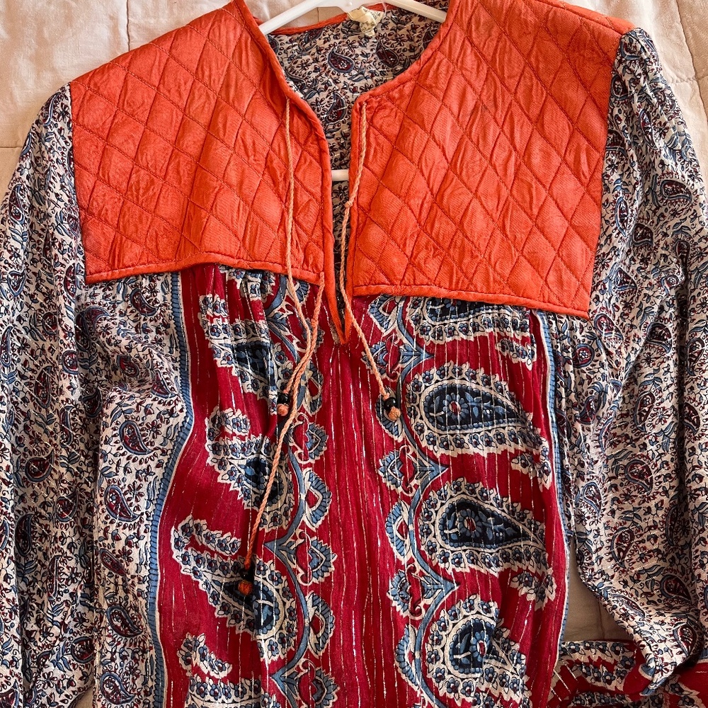 Vintage 1970s Made in India Bohemian Hippie Floral Maxi Dress